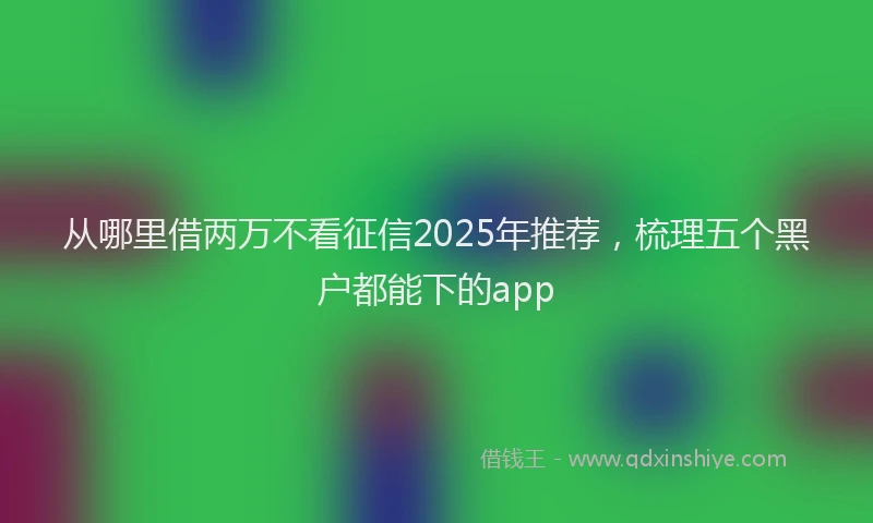 从哪里借两万不看征信2025年推荐，梳理五个黑户都能下的app