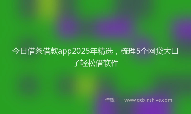 今日借条借款app2025年精选，梳理5个网贷大口子轻松借软件