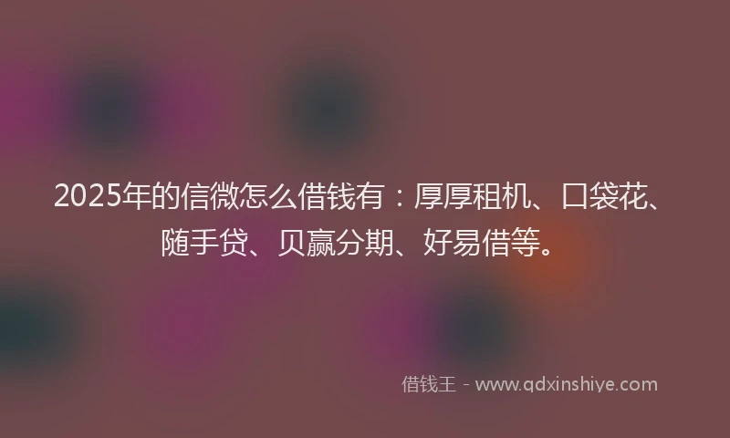 2025年的信微怎么借钱有：厚厚租机、口袋花、随手贷、贝赢分期、好易借等。