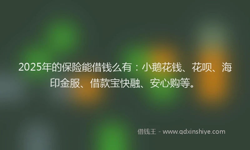 2025年的保险能借钱么有：小鹅花钱、花呗、海印金服、借款宝快融、安心购等。
