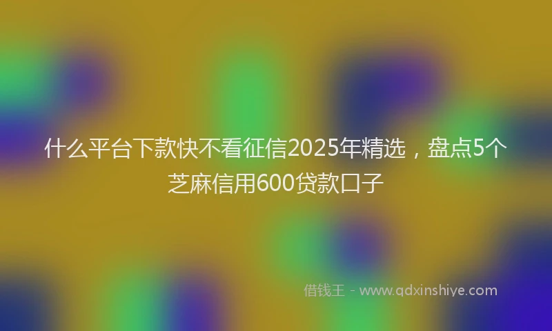 什么平台下款快不看征信2025年精选，盘点5个芝麻信用600贷款口子