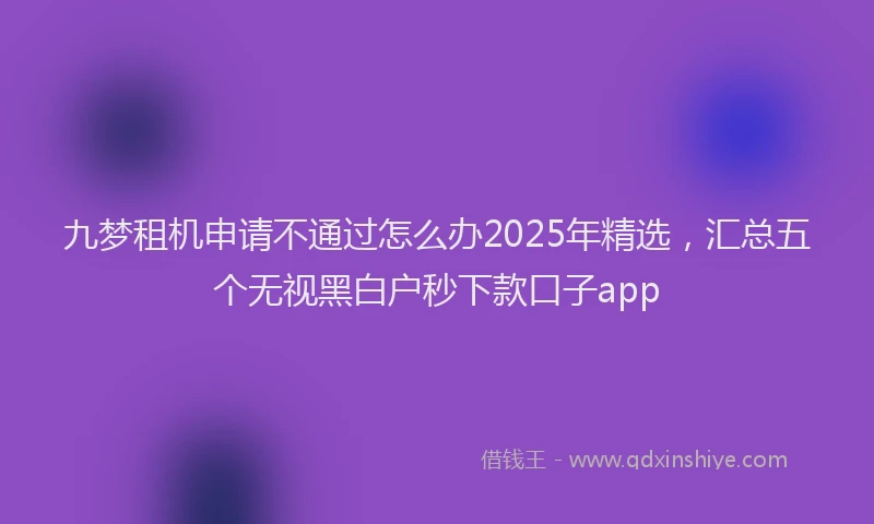 九梦租机申请不通过怎么办2025年精选，汇总五个无视黑白户秒下款口子app
