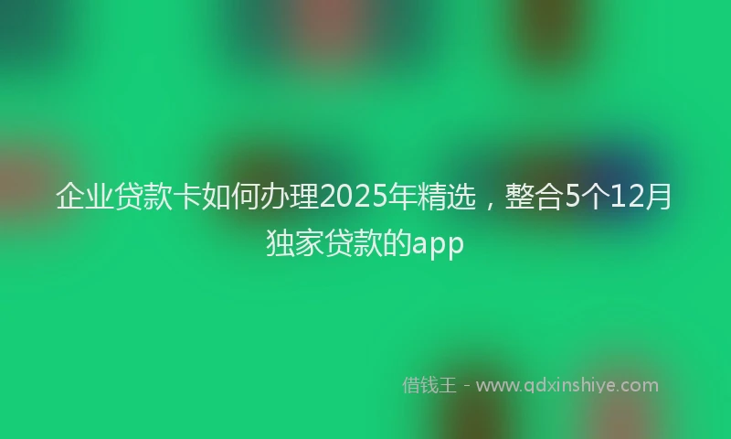 企业贷款卡如何办理2025年精选，整合5个12月独家贷款的app
