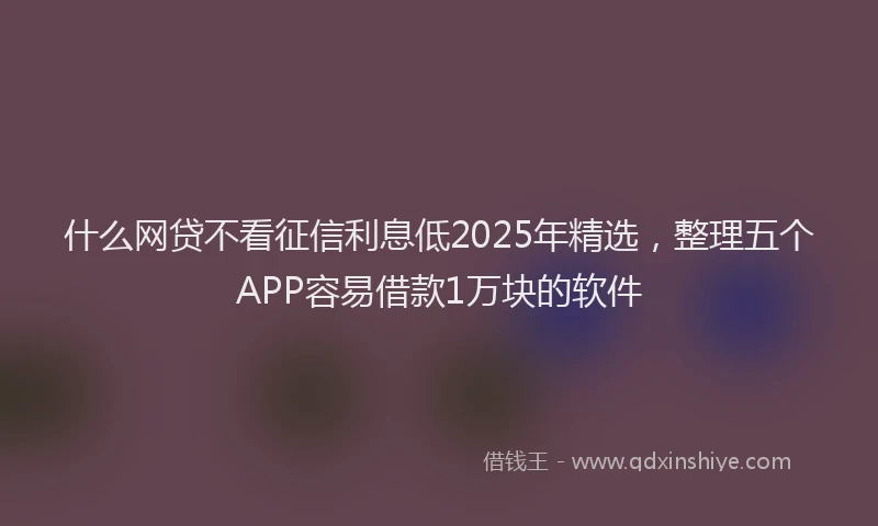 什么网贷不看征信利息低2025年精选，整理五个APP容易借款1万块的软件