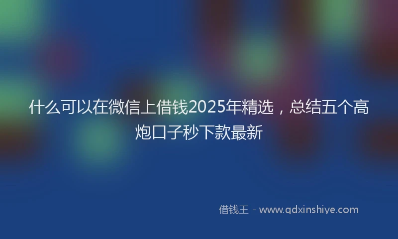 什么可以在微信上借钱2025年精选，总结五个高炮口子秒下款最新