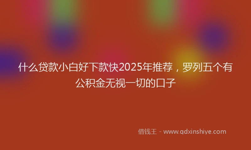 什么贷款小白好下款快2025年推荐，罗列五个有公积金无视一切的口子