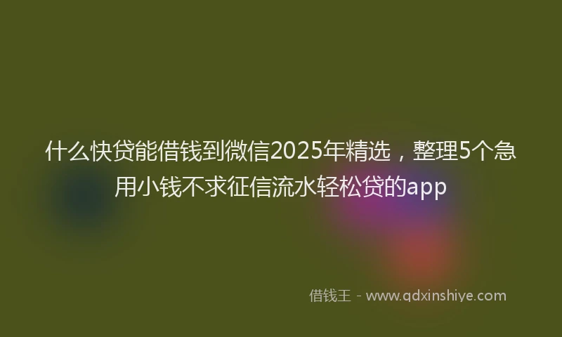 什么快贷能借钱到微信2025年精选，整理5个急用小钱不求征信流水轻松贷的app