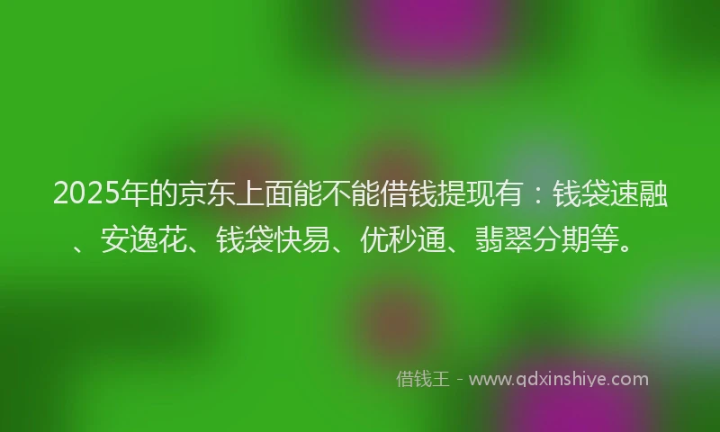 2025年的京东上面能不能借钱提现有：钱袋速融、安逸花、钱袋快易、优秒通、翡翠分期等。