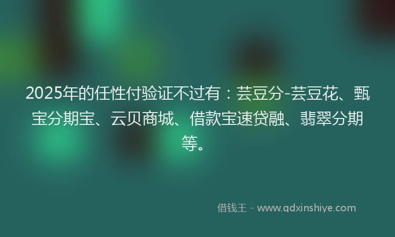 2025年的任性付验证不过有：芸豆分-芸豆花、甄宝分期宝、云贝商城、借款宝速贷融、翡翠分期等。