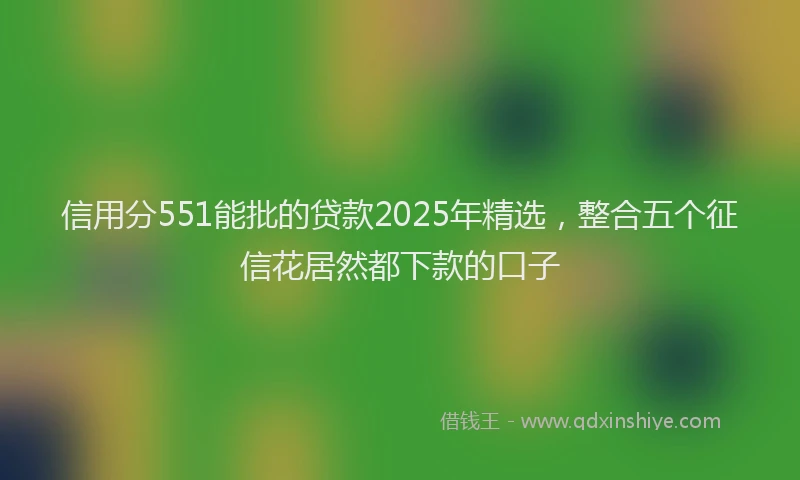 信用分551能批的贷款2025年精选，整合五个征信花居然都下款的口子