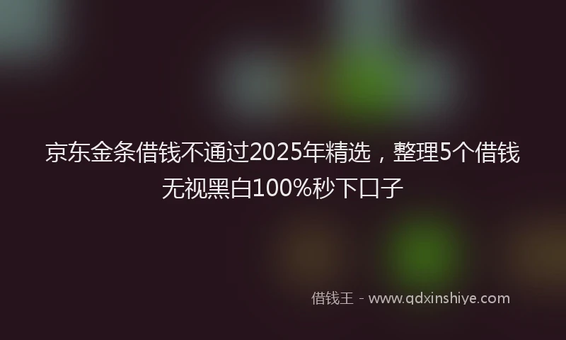 京东金条借钱不通过2025年精选，整理5个借钱无视黑白100%秒下口子