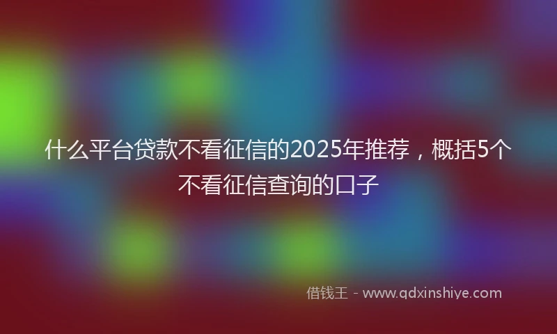 什么平台贷款不看征信的2025年推荐，概括5个不看征信查询的口子