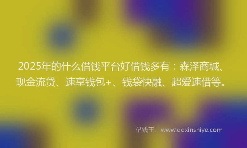 2025年的什么借钱平台好借钱多有：森泽商城、现金流贷、速享钱包+、钱袋快融、超爱速借等。