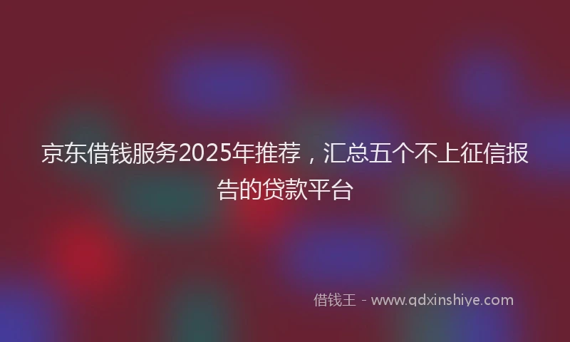 京东借钱服务2025年推荐，汇总五个不上征信报告的贷款平台