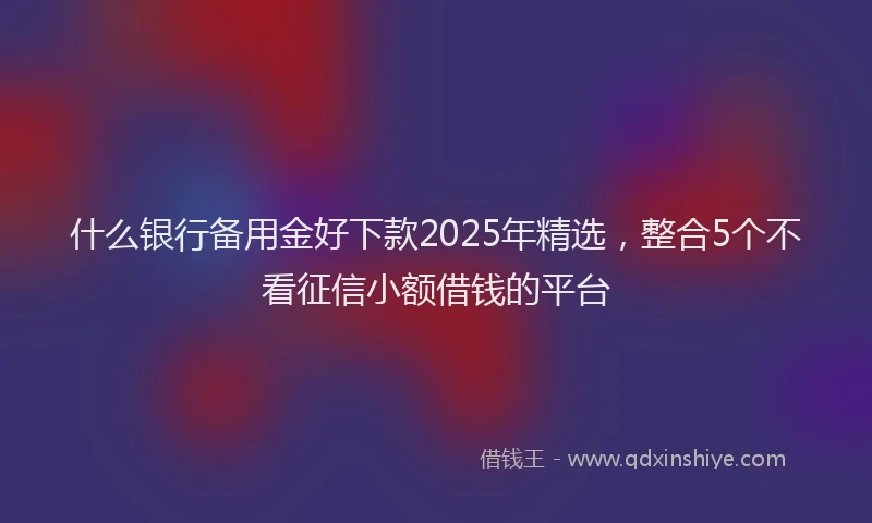 什么银行备用金好下款2025年精选，整合5个不看征信小额借钱的平台