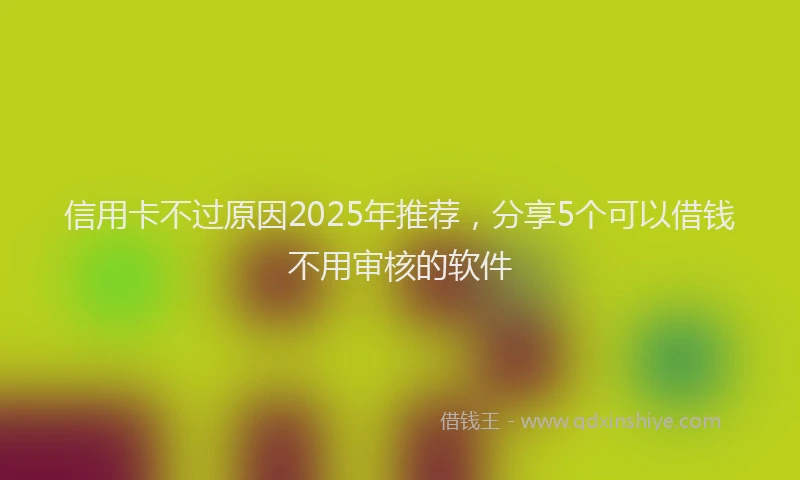 信用卡不过原因2025年推荐，分享5个可以借钱不用审核的软件
