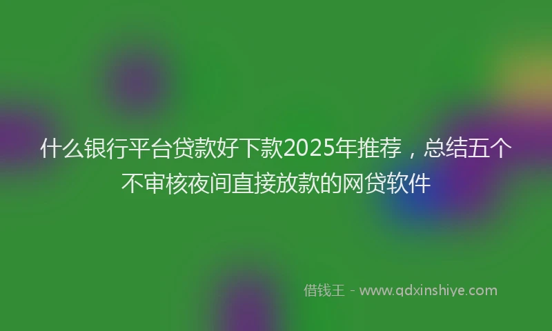 什么银行平台贷款好下款2025年推荐，总结五个不审核夜间直接放款的网贷软件
