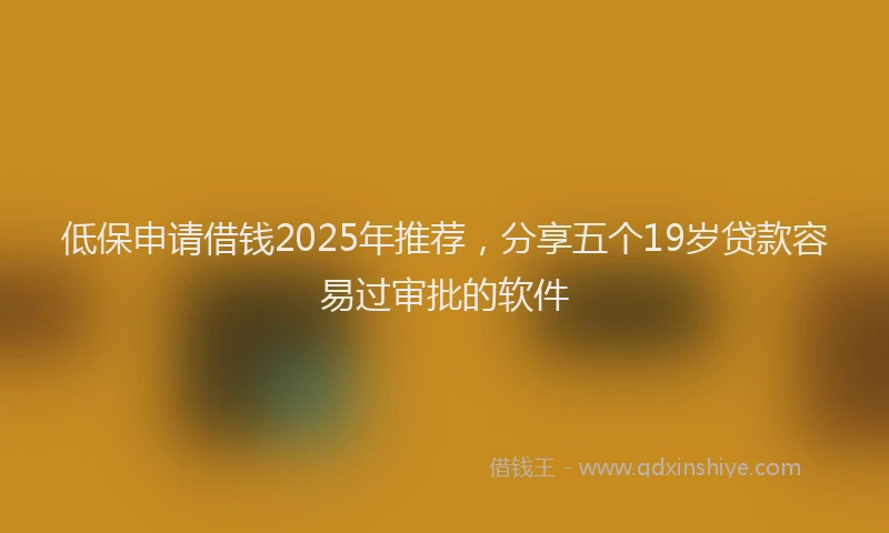 低保申请借钱2025年推荐，分享五个19岁贷款容易过审批的软件