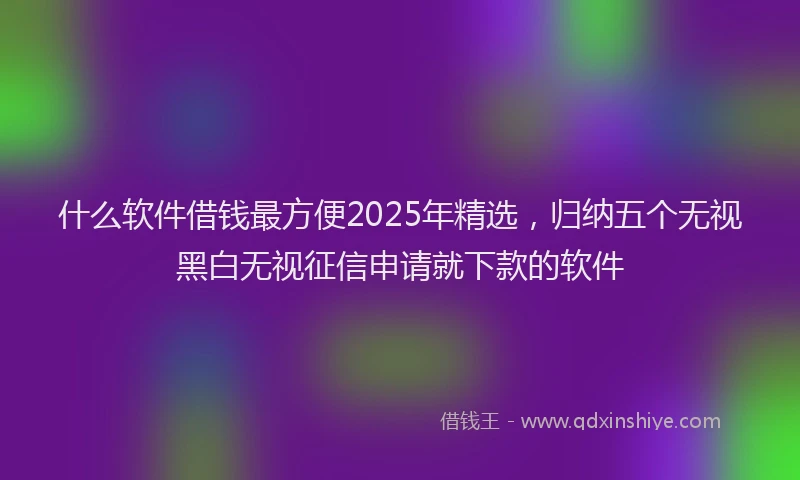 什么软件借钱最方便2025年精选，归纳五个无视黑白无视征信申请就下款的软件