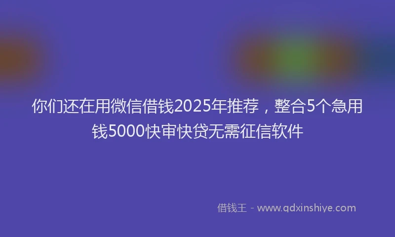 你们还在用微信借钱2025年推荐，整合5个急用钱5000快审快贷无需征信软件