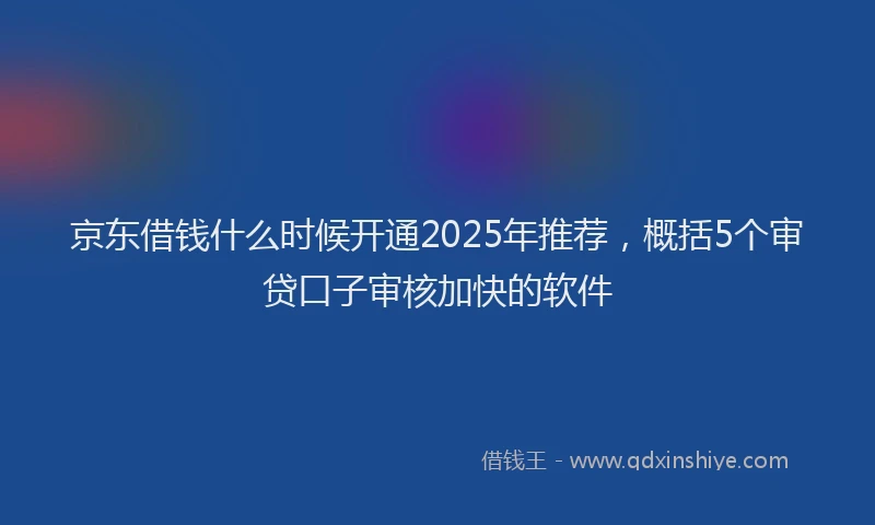 京东借钱什么时候开通2025年推荐，概括5个审贷口子审核加快的软件
