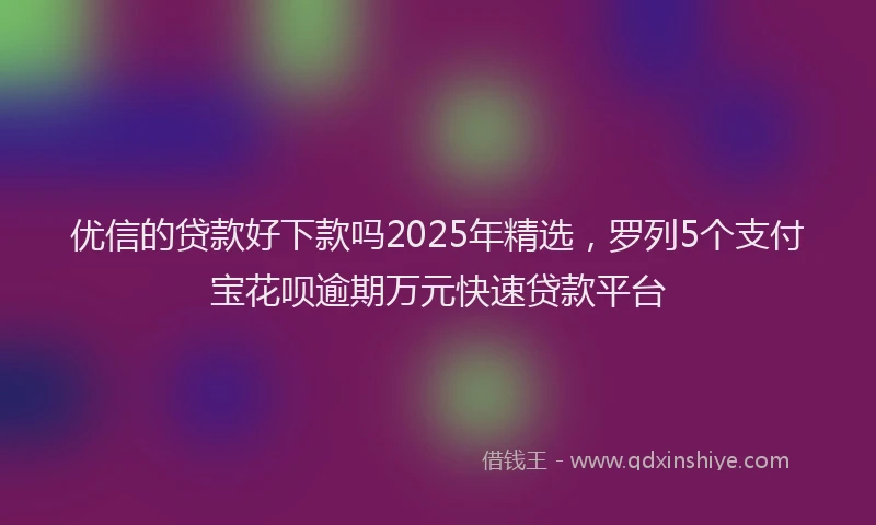 优信的贷款好下款吗2025年精选，罗列5个支付宝花呗逾期万元快速贷款平台