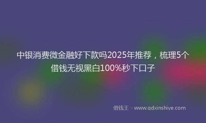 中银消费微金融好下款吗2025年推荐，梳理5个借钱无视黑白100%秒下口子