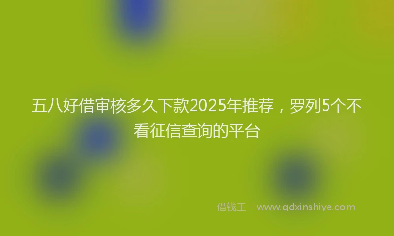 五八好借审核多久下款2025年推荐，罗列5个不看征信查询的平台