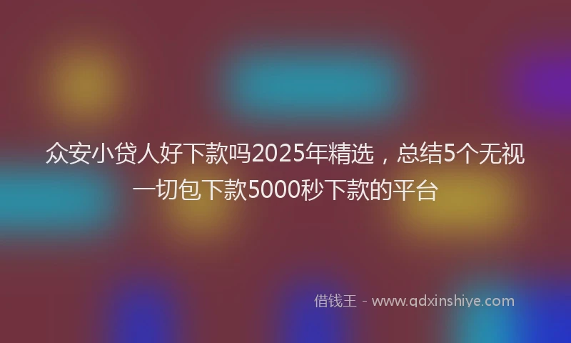 众安小贷人好下款吗2025年精选，总结5个无视一切包下款5000秒下款的平台