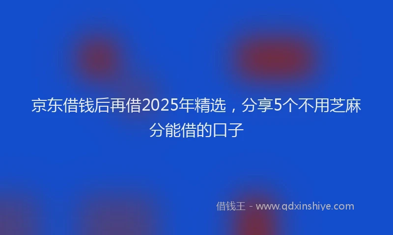 京东借钱后再借2025年精选，分享5个不用芝麻分能借的口子