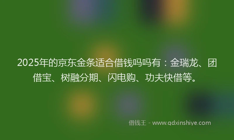 2025年的京东金条适合借钱吗吗有：金瑞龙、团借宝、树融分期、闪电购、功夫快借等。