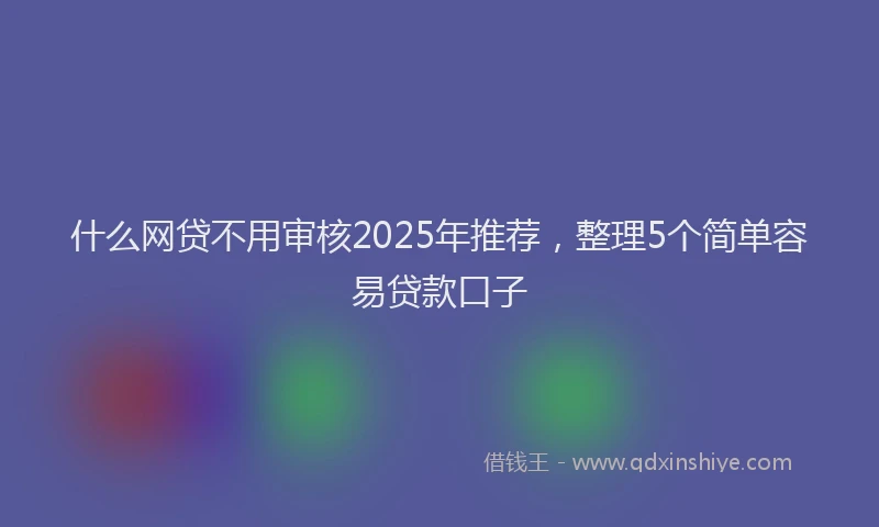 什么网贷不用审核2025年推荐，整理5个简单容易贷款口子