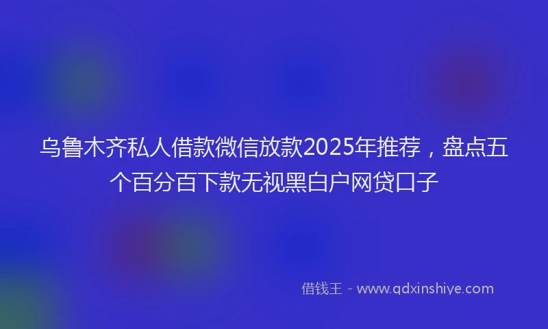 乌鲁木齐私人借款微信放款2025年推荐，盘点五个百分百下款无视黑白户网贷口子