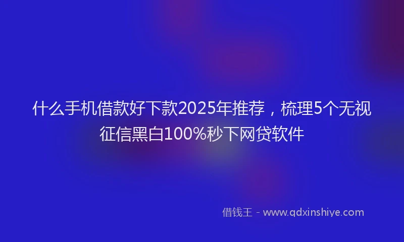 什么手机借款好下款2025年推荐，梳理5个无视征信黑白100%秒下网贷软件