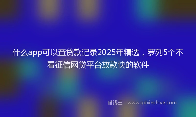 什么app可以查贷款记录2025年精选，罗列5个不看征信网贷平台放款快的软件