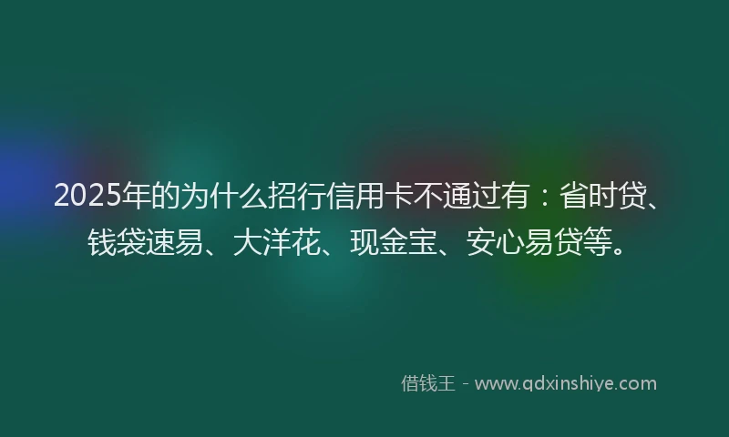 2025年的为什么招行信用卡不通过有：省时贷、钱袋速易、大洋花、现金宝、安心易贷等。