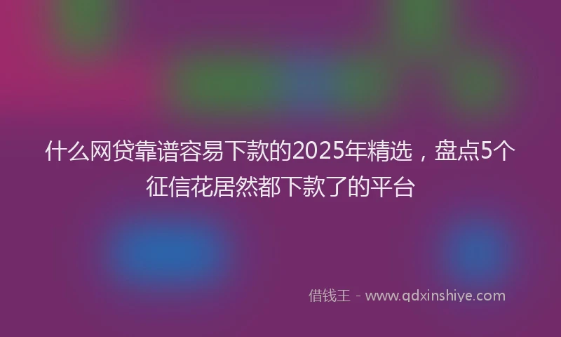 什么网贷靠谱容易下款的2025年精选，盘点5个征信花居然都下款了的平台