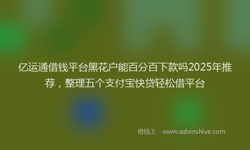 亿运通借钱平台黑花户能百分百下款吗2025年推荐，整理五个支付宝快贷轻松借平台