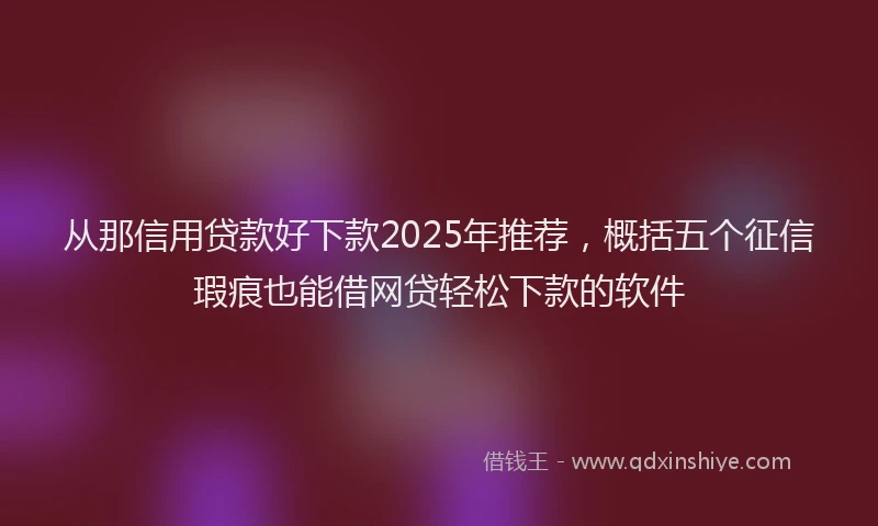 从那信用贷款好下款2025年推荐,概括五个征信瑕疵也能借网贷轻松下款的软件