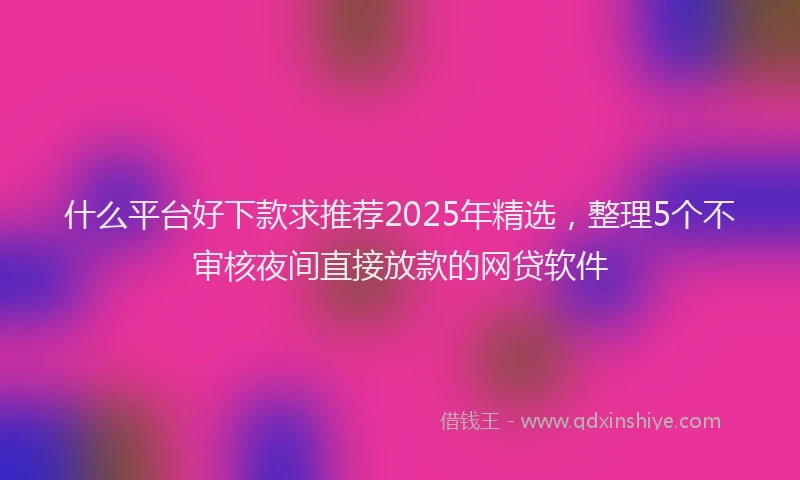 什么平台好下款求推荐2025年精选，整理5个不审核夜间直接放款的网贷软件