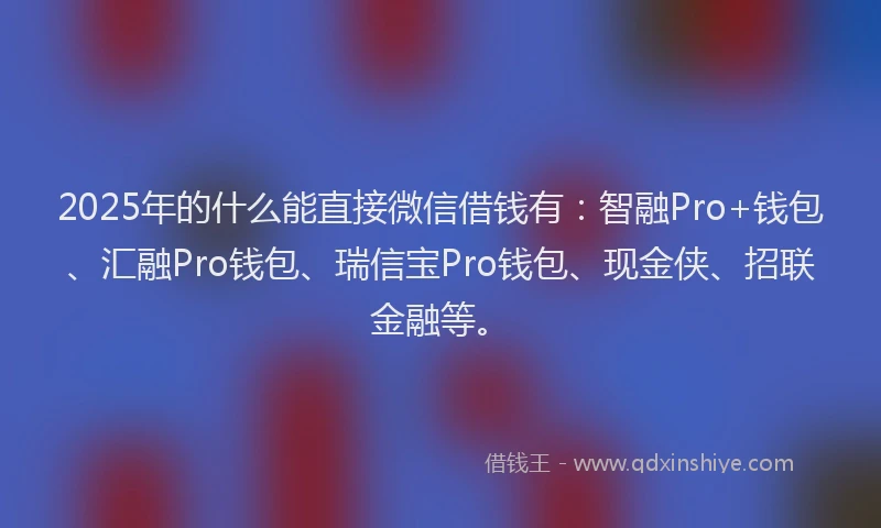 2025年的什么能直接微信借钱有：智融Pro+钱包、汇融Pro钱包、瑞信宝Pro钱包、现金侠、招联金融等。