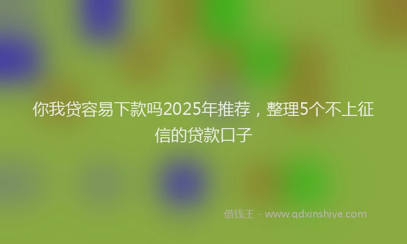 你我贷容易下款吗2025年推荐，整理5个不上征信的贷款口子
