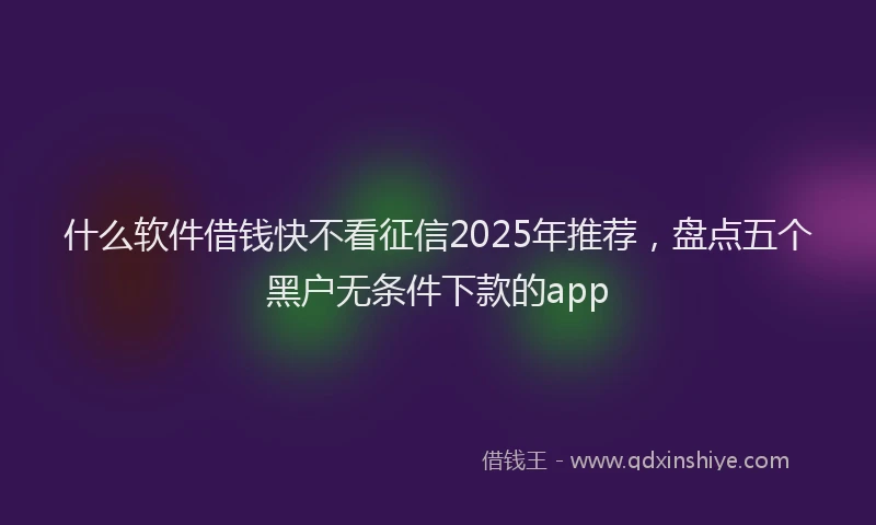 什么软件借钱快不看征信2025年推荐，盘点五个黑户无条件下款的app