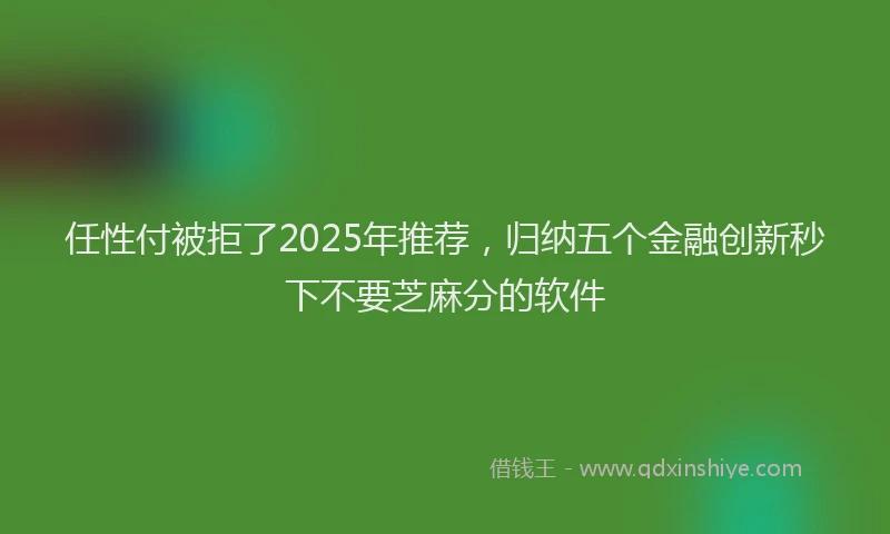 任性付被拒了2025年推荐，归纳五个金融创新秒下不要芝麻分的软件