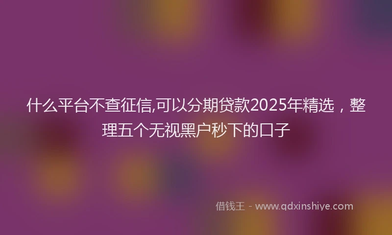 什么平台不查征信,可以分期贷款2025年精选，整理五个无视黑户秒下的口子