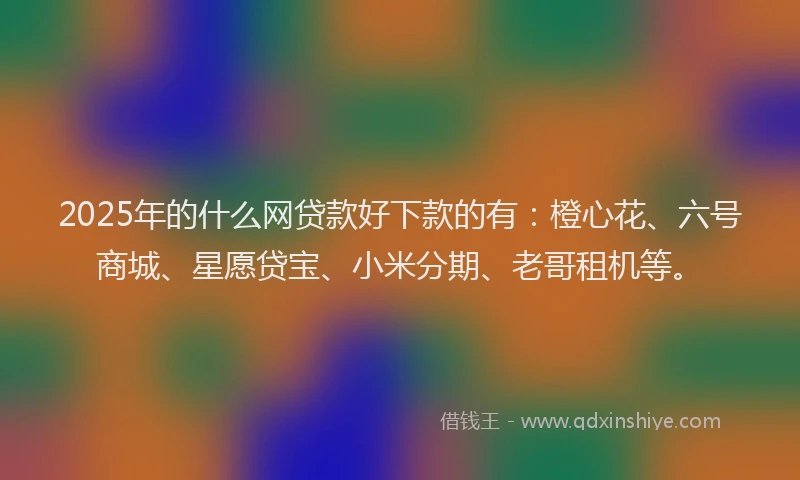 2025年的什么网贷款好下款的有：橙心花、六号商城、星愿贷宝、小米分期、老哥租机等。