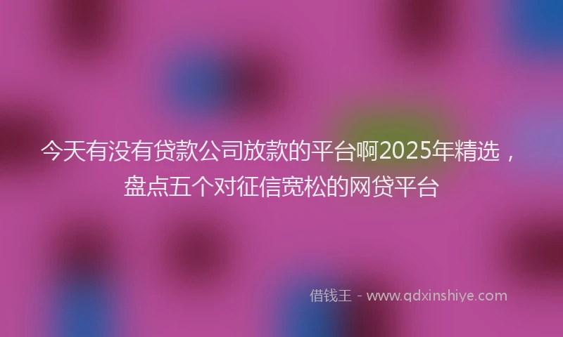 今天有没有贷款公司放款的平台啊2025年精选，盘点五个对征信宽松的网贷平台