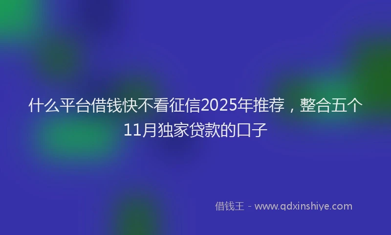 什么平台借钱快不看征信2025年推荐,整合五个11月独家贷款的口子