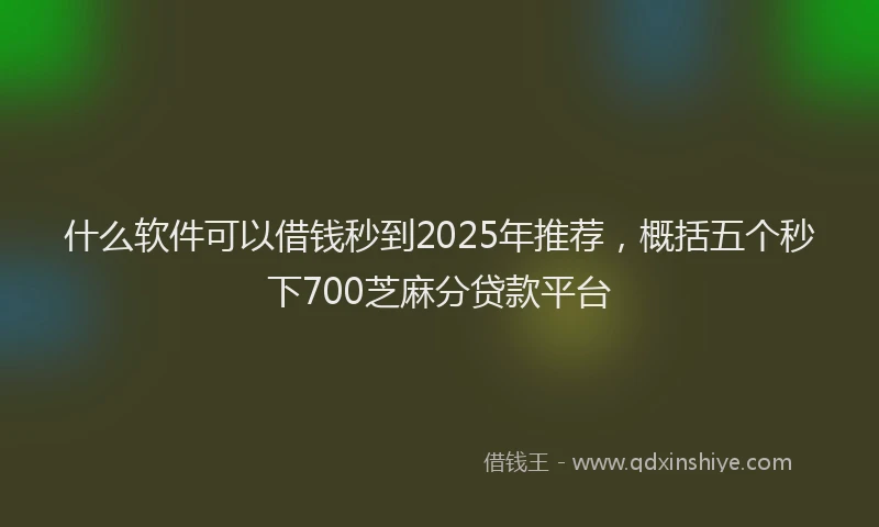 什么软件可以借钱秒到2025年推荐，概括五个秒下700芝麻分贷款平台