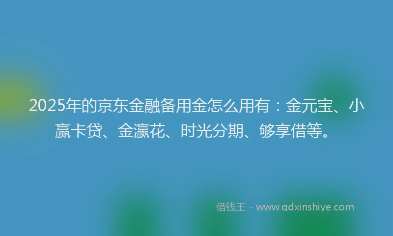 2025年的京东金融备用金怎么用有：金元宝、小赢卡贷、金瀛花、时光分期、够享借等。